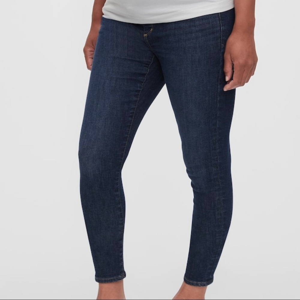 GAP Maternity Full Panel Jegging Dark Indigo Wash Pockets-26 Regular
